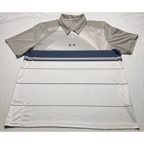 Oakley Polo Golf Shirt Mens XL Regular Fit Striped Activewear Casual *READ** - Picture 1 of 11